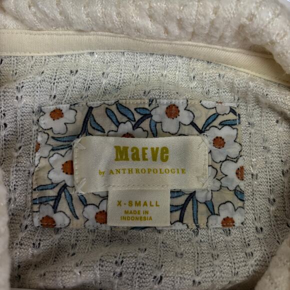 Maeve Addie Ruffled Hacci Pullover Cream Womens XS Cottagecore Shabby Chic Boho - Picture 12 of 12